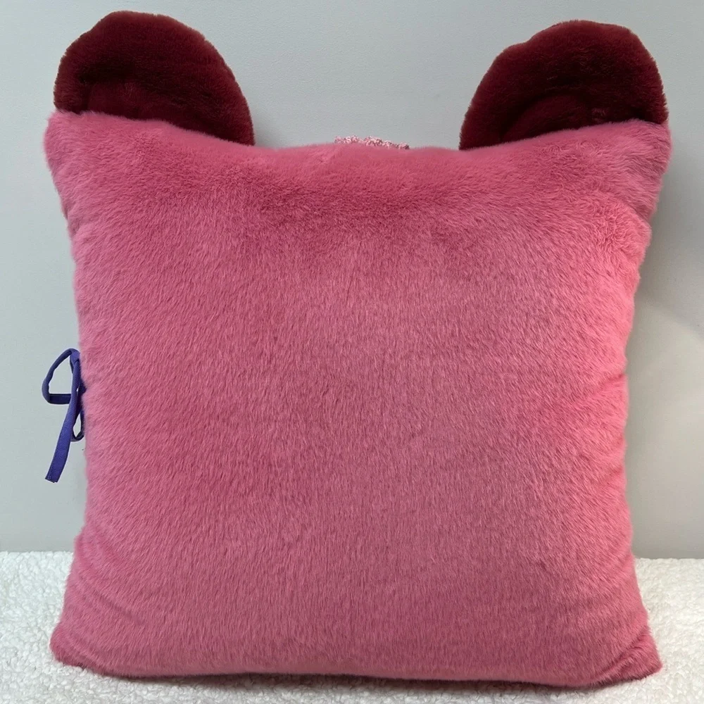 ZZZ...Plush Pink Bear Pillow with Purple Sleep Mask